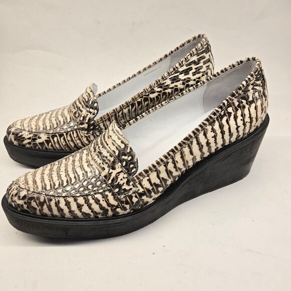 3.1 Phillip Lim Reptile Embossed Leather Platform Wedge Penny Loafer, EU 40 / 10 - Picture 1 of 10